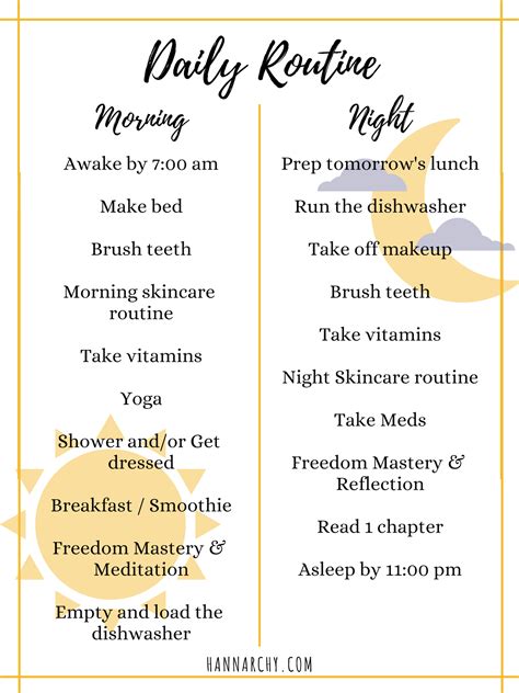 Daily Routine Printable Adult