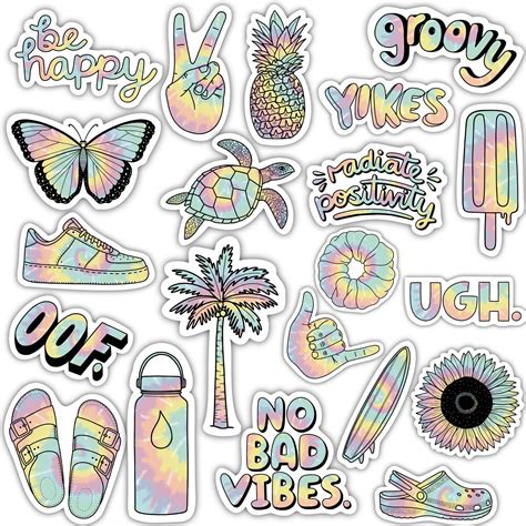 Tie Dye Aesthetic Sticker 21 Pack LARGE 3" x 3" – Big Moods