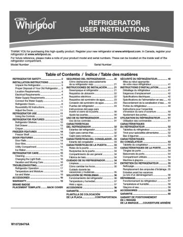 Whirlpool WRT518SZFM 18 cu. ft. 28-Inch Wide Refrigerator Guide | Manualzz