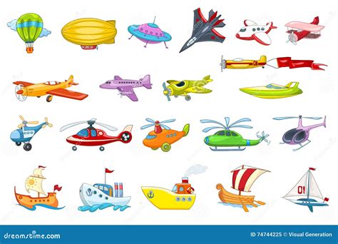 Vector Set of Air and Water Transport Illustration Stock Vector ...