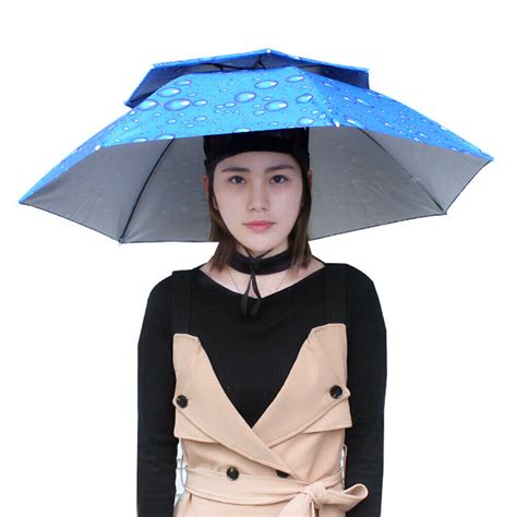 Foldable Fishing Sunshade Headwear Umbrella Hat UV Protection Cap (Blue ...