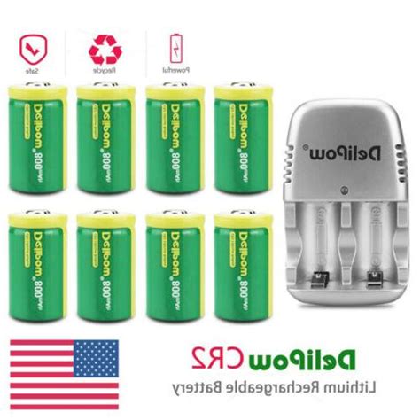 8PCS Battery CR2 800mAh Rechargeable Lithium With Charger