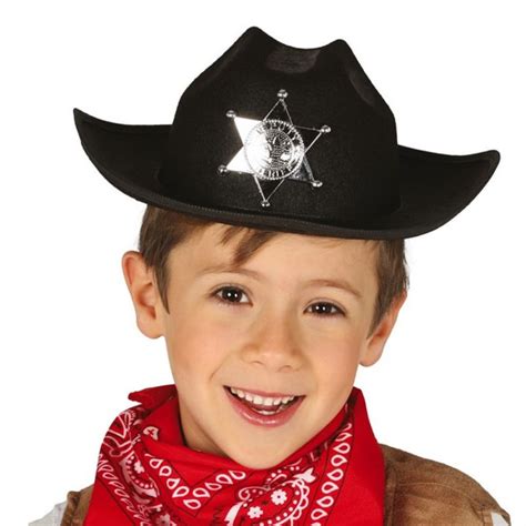 Sheriff hat, for children, black, 1 piece | Megatek