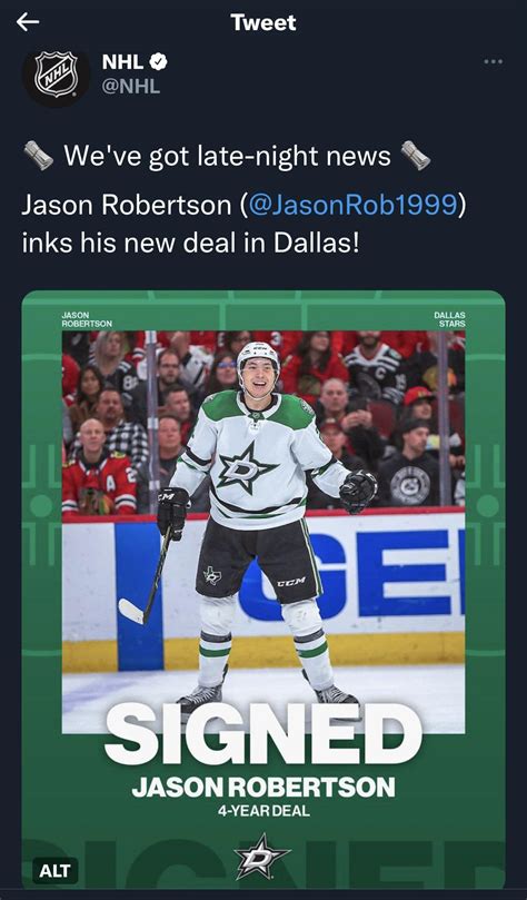 Jason Robertson signs with Dallas : r/fantasyhockey