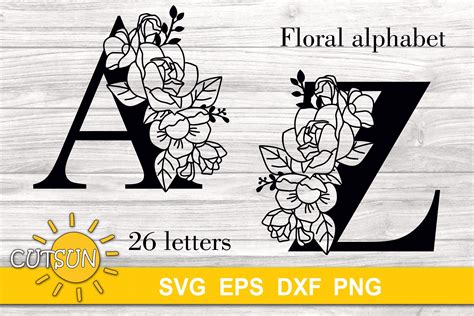 Floral Alphabet SVG 26 letters | Monogram SVG |2| - So Fontsy