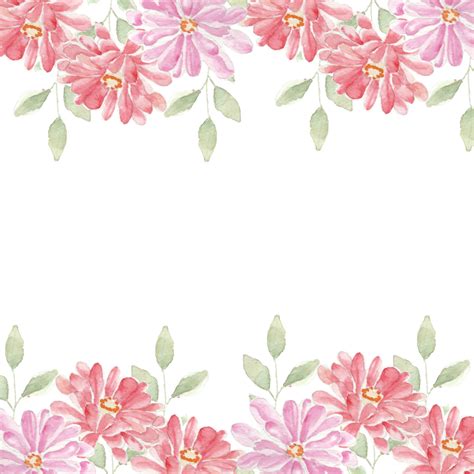 Cute Pink Daisies Watercolor Flower Frame, Wedding, Flower, Flowers PNG ...