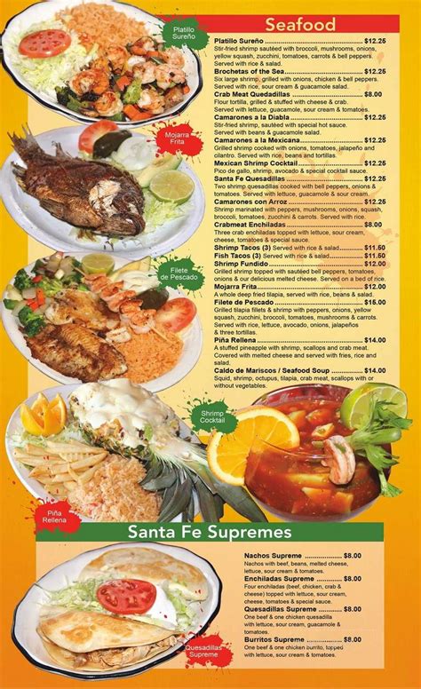 Menu of Santa Fe Mexican Grill in Largo, FL 33770