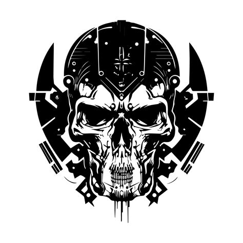 skull head logo black and white ink hand drawn illustration 21337885 ...