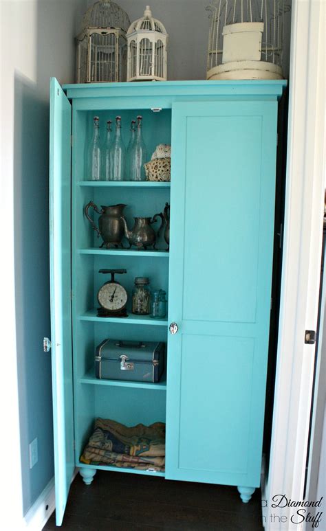 DIY Aqua Storage Cabinet | A Diamond in the Stuff Diy Pantry Cabinet, Diy Storage Cabinets ...