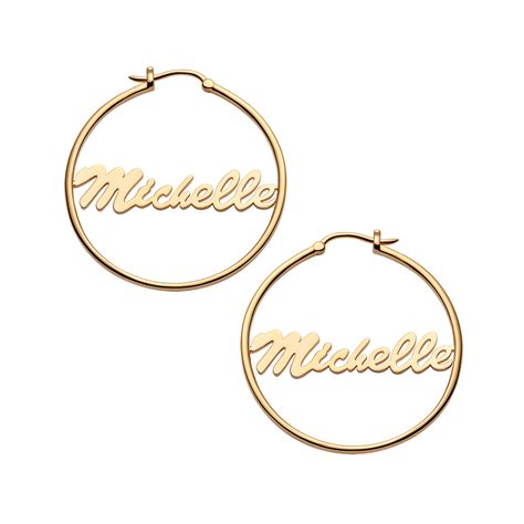 Gold Over Sterling Personalized Name Medium Hoop Earring