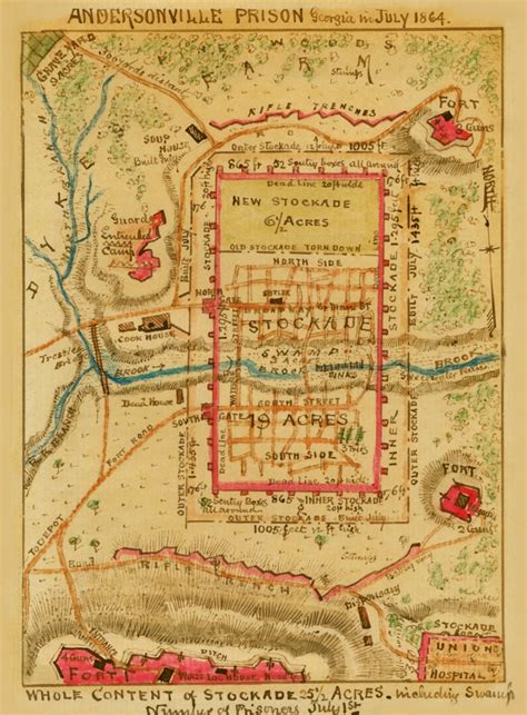 Andersonville Prison. Map shows the plan of Andersonville Prison Camp ...