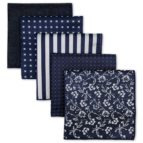 SHLAX&WING 5 Pieces Assorted Mens Silk Pocket Square Handkerchiefs Set ...