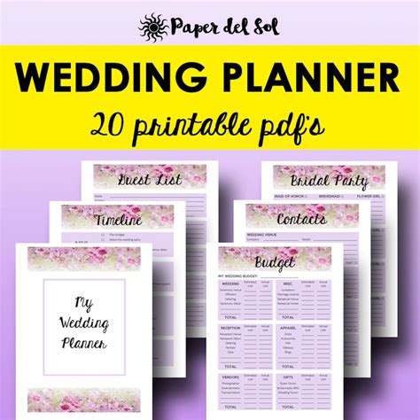 Wedding Planner Book PDF Printable Wedding Planner Printable - Etsy