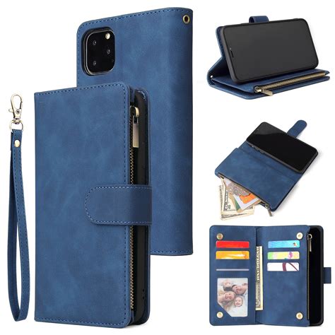 iPhone 11 Wallet Case, Dteck Soft Leather Zipper Wallet Case Magnetic ...