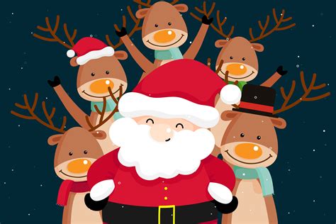 Christmas Greeting Card with Santa Claus and reindeer 689747 Vector Art ...