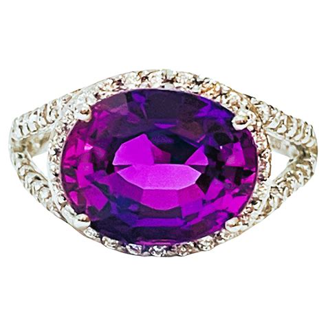 New Brazilian If 4.5 Carat Purple Blue Sapphire and White Sapphire Sterling Ring at 1stDibs ...