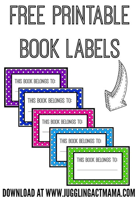 Free Printable Book Labels - Juggling Act Mama | Book labels, Printable books, Free printables