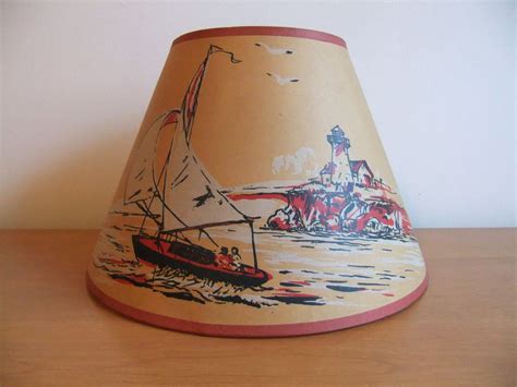 Vintage nautical lampshade, 1950s, boat and lighthouse, great condition | Vintage nautical ...