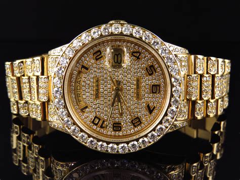 18k Yellow Gold Mens Rolex Presidential Day-Date Diamond Bezel Watch 19 ...