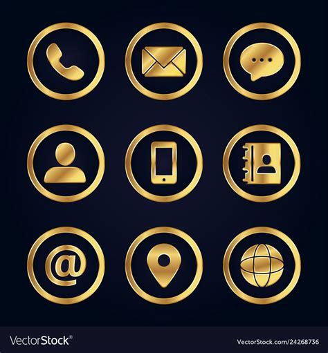 Set of gold business contact icons on black background. Download a Free ...