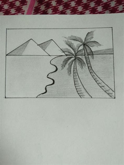 Easy sea beach drawing | Drawings, Easy scenery drawing, Art drawings sketches