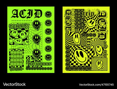 Cool acid style posters design trendy t-shirt Vector Image