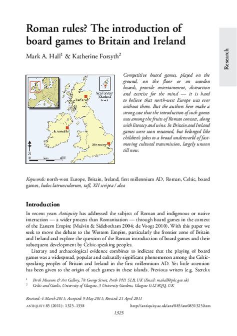 (PDF) Roman rules? The introduction of board games to Britain and Ireland