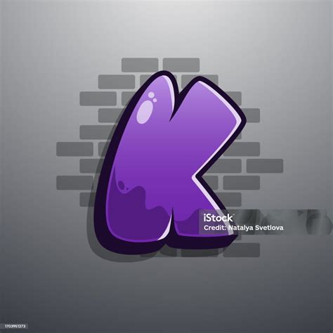 Letter K Graffiti Alphabet Bubble Graffiti Letters Purple Uppercase Letters With Drips And Spray ...