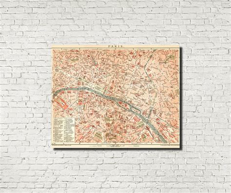 Old Paris Street Map Vintage Illustrated Reproduction Print - Etsy