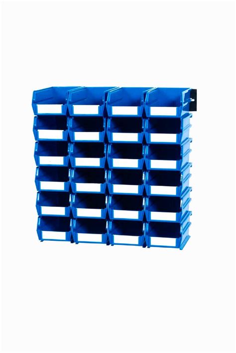 Triton Products LocBin 26 Pc Wall Storage Unit with Blue Interlocking Poly Bins, 24 CT, Wall ...