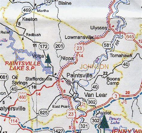 Johnson County Map - Kentucky - Kentucky Hotels - Motels - Vacation ...