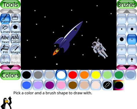 Children's Drawing App Tux Paint Now Has Gradient Fill and Pixel Art Options