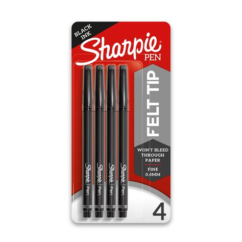 Sharpie Pens, Felt Tip Pens, Fine Point (0.4mm), Black, 4 Count – Walmart Inventory Checker ...