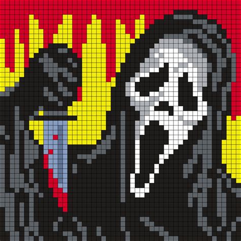 Ghostface From Scream Perler Bead Pattern | Bead Sprites | Characters Fuse Bead Patterns