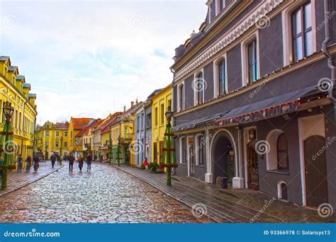 Kaunas, Lithuania - January 02, 2017: the Fasades of Old Houses at the Street of Old Town in ...