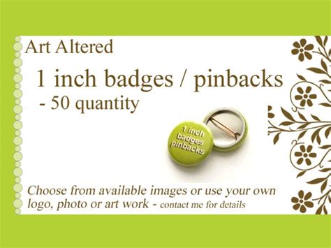 1 Inch Custom PINS Buttons Badges 50 Promos Image Art Logo Save the ...