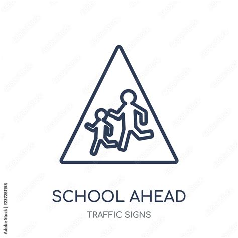 school ahead sign icon. school ahead sign linear symbol design from Traffic signs collection ...