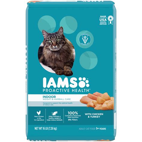 Iams ProActive Health Indoor Weight Control & Hairball Care Chicken & Turkey Adult Dry Cat Food ...