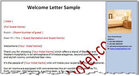 Welcome Letter for hotel guests - Download Sample Formats