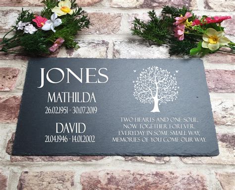 Personalised Memorial Slate Plaque Grave Marker for Couple | Etsy