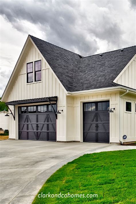 Modern Farmhouse Black Garage Doors / Black Raised Panel Garage Doors ...