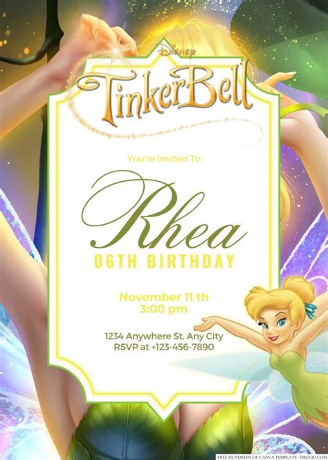 Free Editable Tinker Bell Birthday invitation | Download Hundreds FREE ...