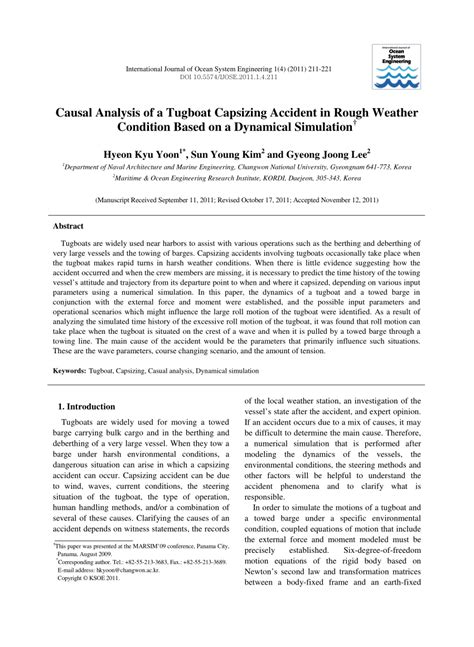 (PDF) Causal Analysis of a Tugboat Capsizing Accident in Rough Weather Condition Based on a ...