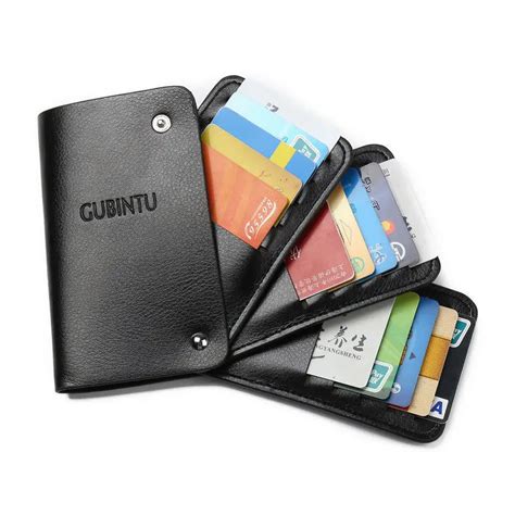 Unisex Slim ID Credit Card Holder PU Leather Business Name Credit ID ...