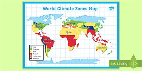 Climate Around the World Zones Map (l'enseignant a fait)