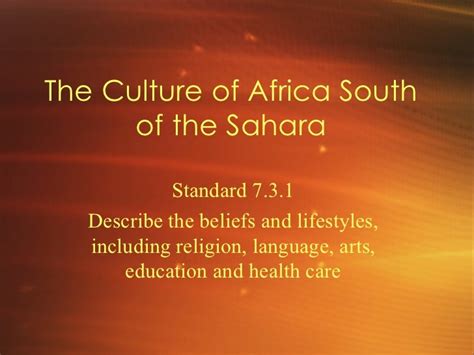 Culture Of Sub Saharan Africa