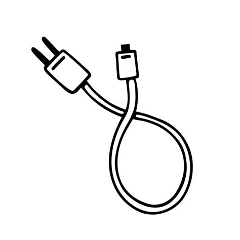 Mobile phone charger. Simple vector icon. USB cable with adapter for ...