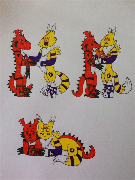 Guilmon and Renamon times by dragonpriness on DeviantArt