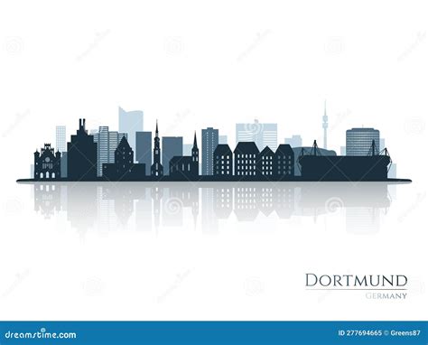 Dortmund Skyline Silhouette with Reflection. Stock Vector ...