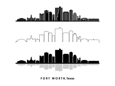 FORT WORTH Texas Usa SKYLINE City Outline Silhouette Vector - Etsy Norway